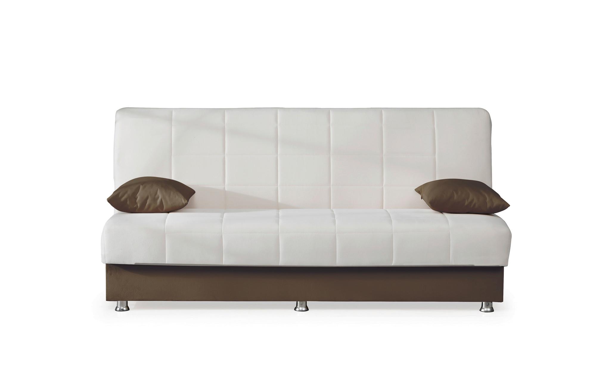 3-Sitzer-Sofa Chicago Mit Schlaffunktion Creme/Braun - Chromfarben/Creme, Design, Kunststoff/Textil (190/87/87cm) - Livetastic