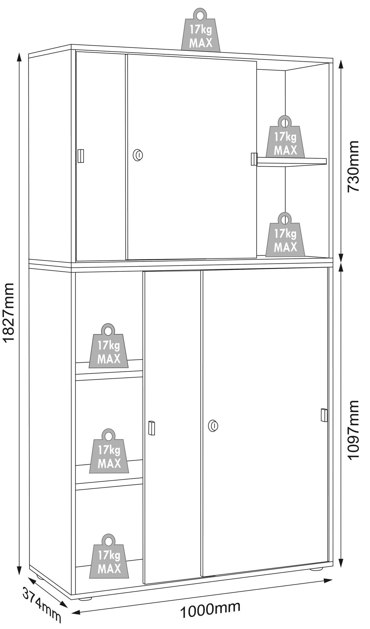 Aktenschrank Salia Weiß, Honigeiche B: 100 cm - Honigeiche/Weiß, Design, Holzwerkstoff (100/183/37cm) - MID.YOU