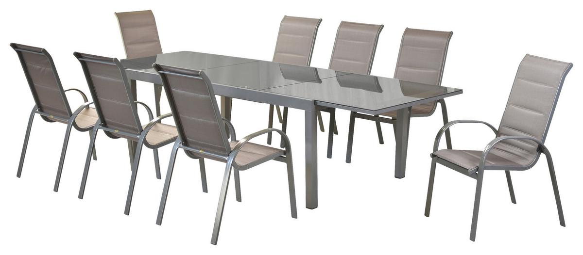 Gartenset Amalfi Di Lusso - Silberfarben/Braun, MODERN, Textil/Metall - Gardenson