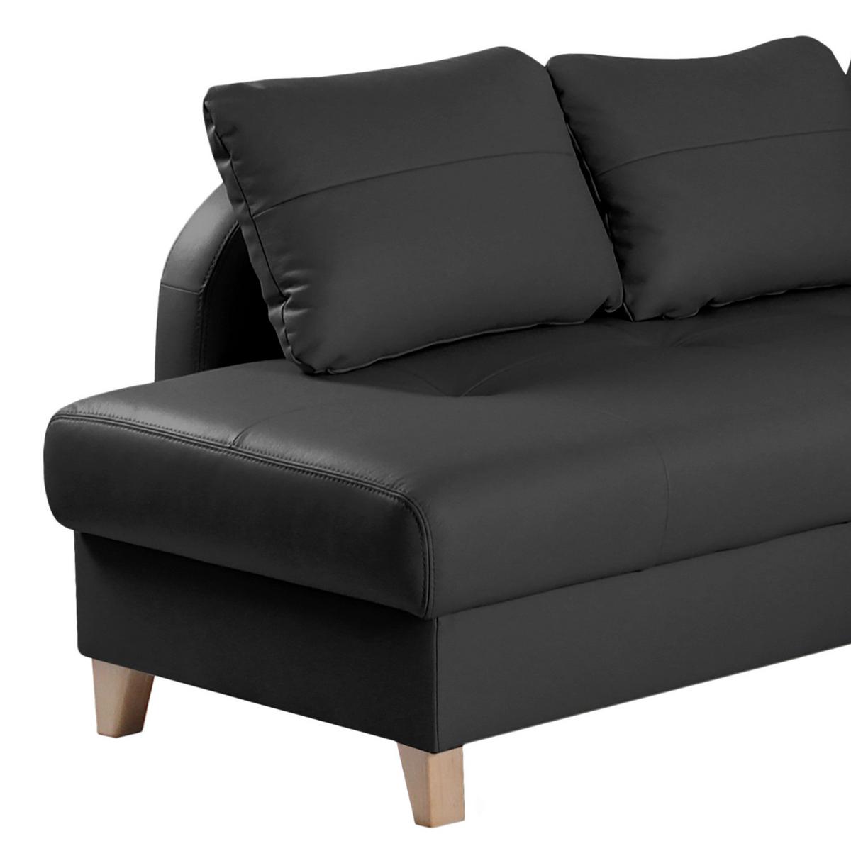Ecksofa Compact Schwarz S: 227x168 Cm - Buchefarben/Schwarz, Design, Leder/Textil (227/168cm) - Livetastic