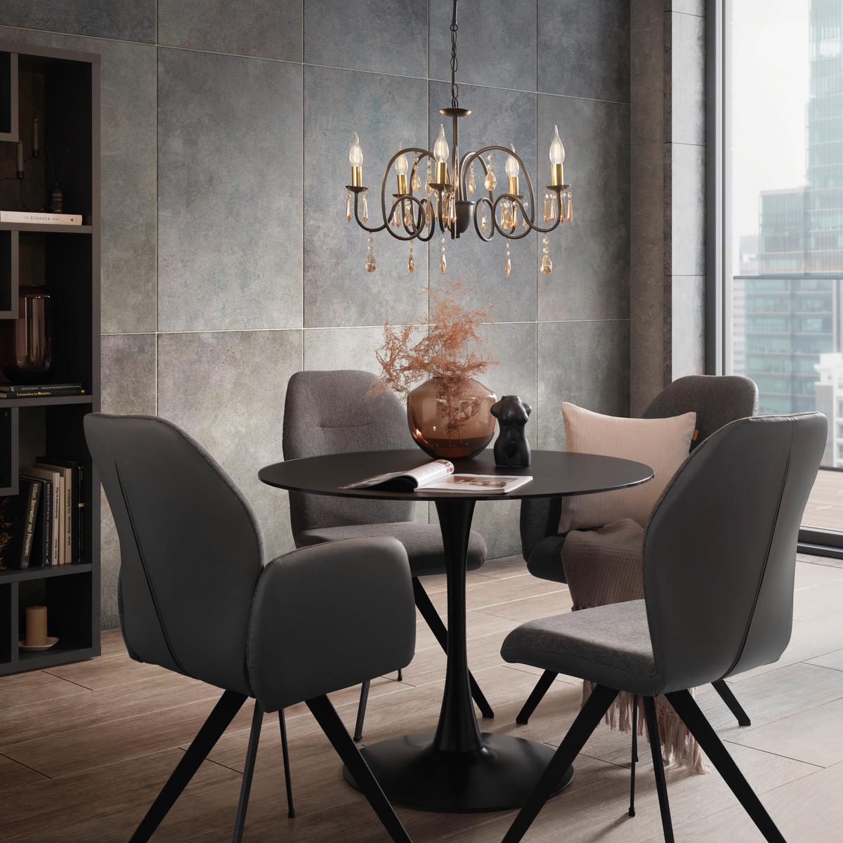 Závesné svítidlo Kristina, E14 max. 40W - čierna/jantárová, Modern, kov/sklo (60/120cm) - Modern Living