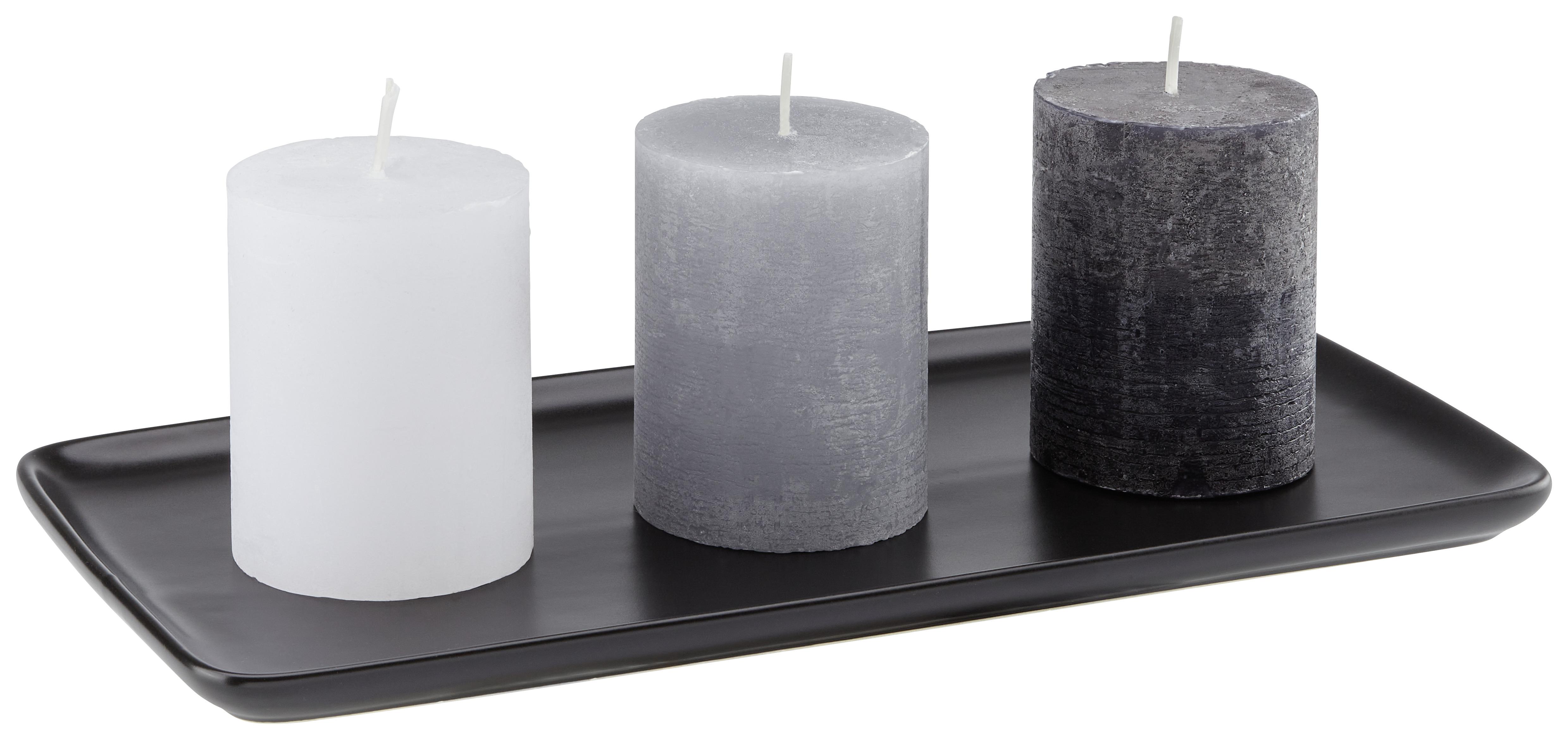 Tanier Na Sviečky Tray - čierna, Moderný, keramika (16/33cm) - Modern Living