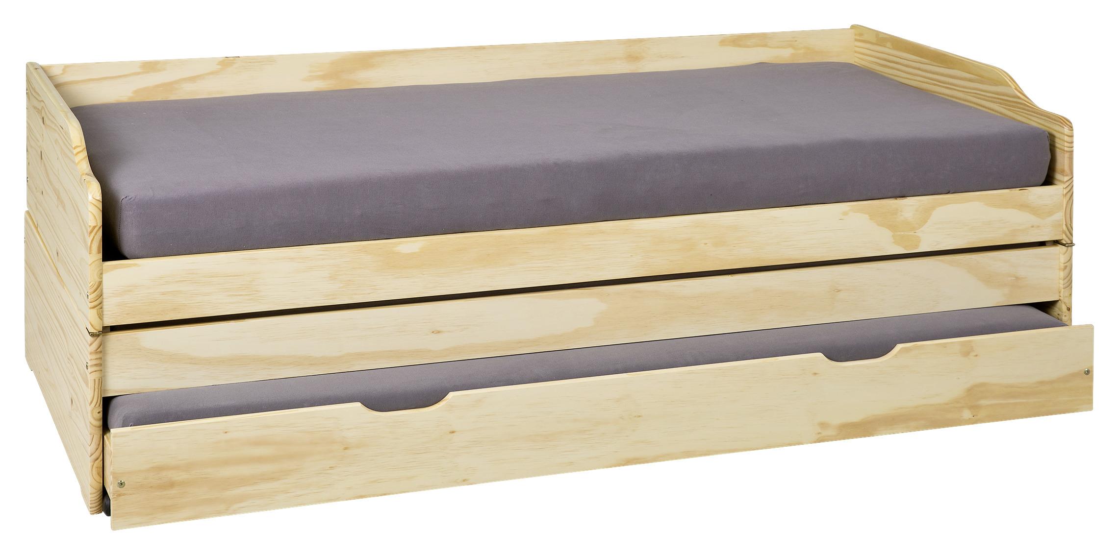 Posteľ S 3 Lôžkami Vrátane Roštov Lotar - prírodné farby, Konvenčný, drevo (90/200cm) - MID.YOU