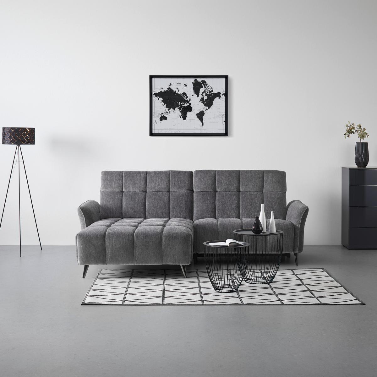 Rohová sedačka PISA, levá, elektrická relax.funkce - barvy pinie/antracitová, Moderní, kov/dřevo (173/248cm) - Mömax