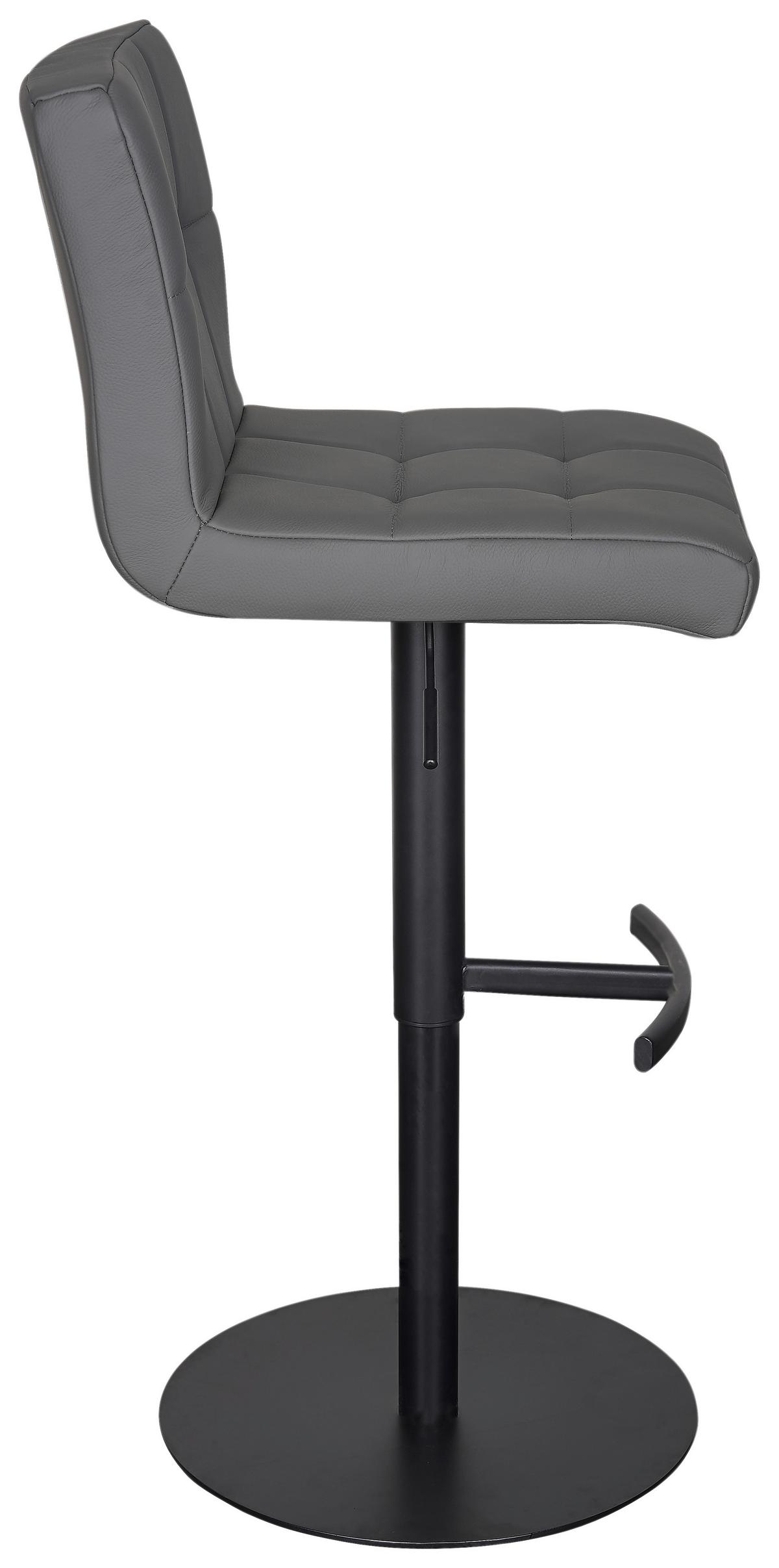 Barhocker Triest Grau B: 43 cm - Schwarz/Grau, MODERN, Leder/Metall (43/92/113/51,5cm) - Livetastic