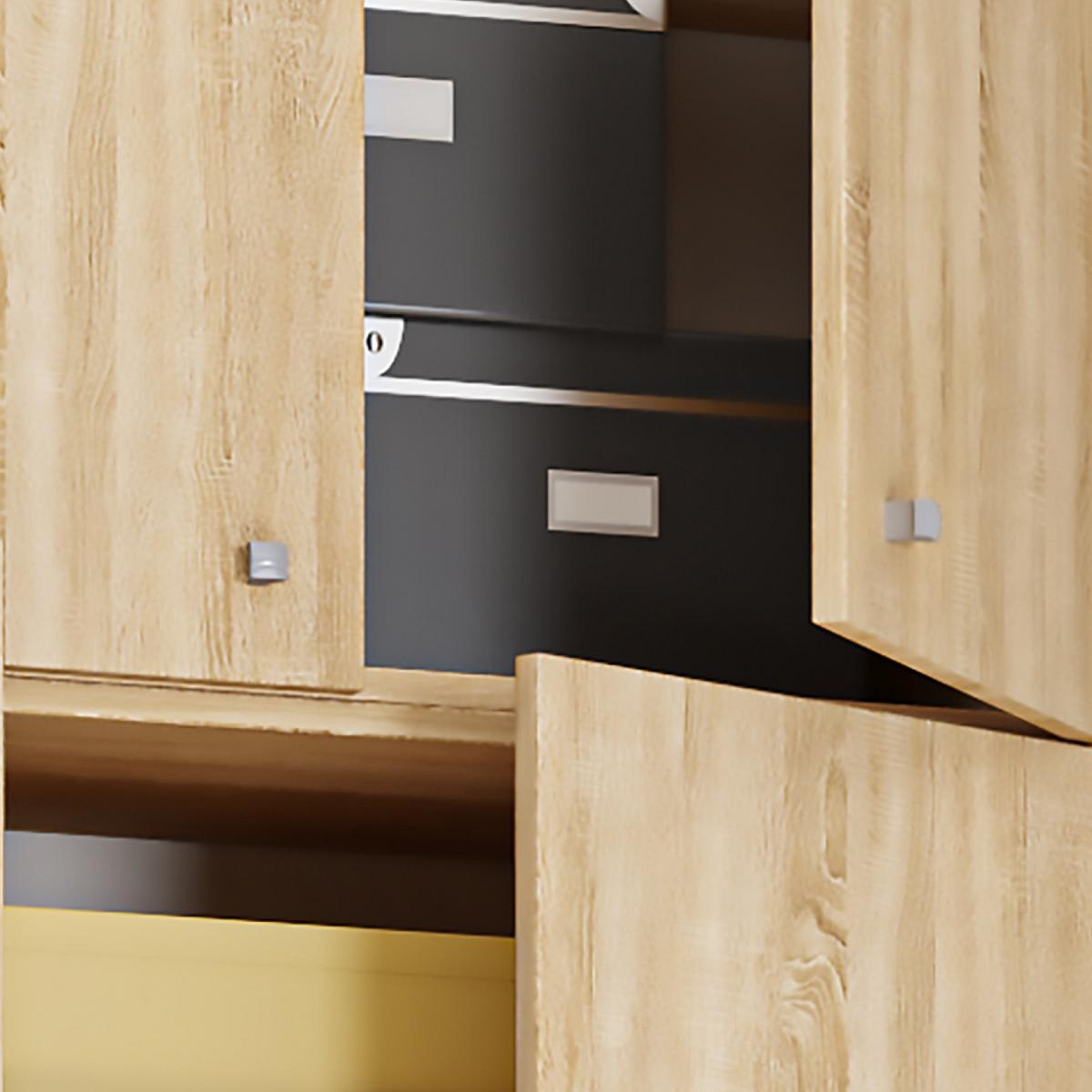 Mehrzweckschrank Lona Xxl Eiche Dekor Bxh: 70/223 Cm - Schwarz/Sonoma Eiche, MODERN, Holzwerkstoff (70/223/39cm) - MID.YOU