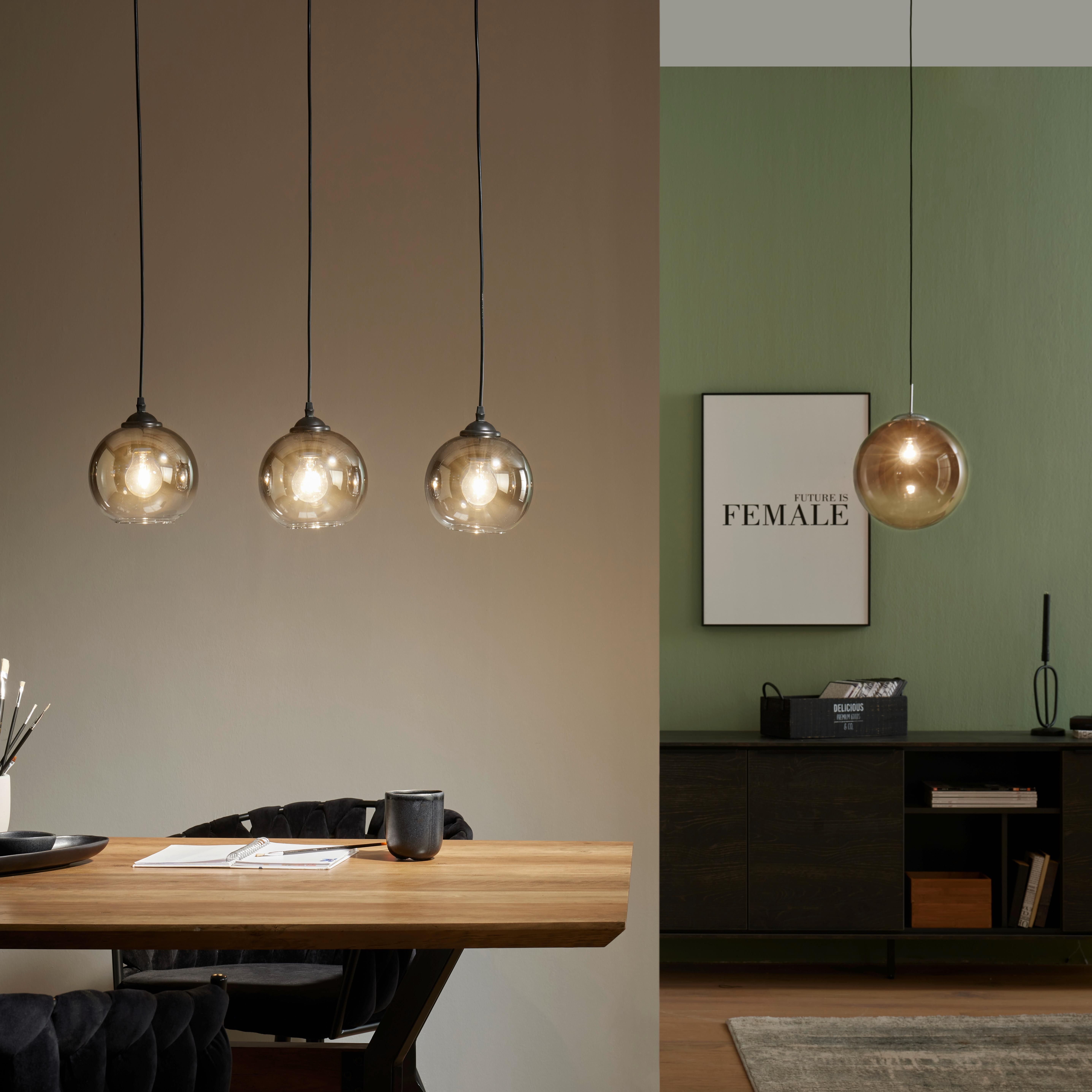 Závěsné svítidlo Giova, bez 3x E27 max. 40W - černá/barvy chromu, Moderní, kov/sklo (78/18/120cm) - Premium Living