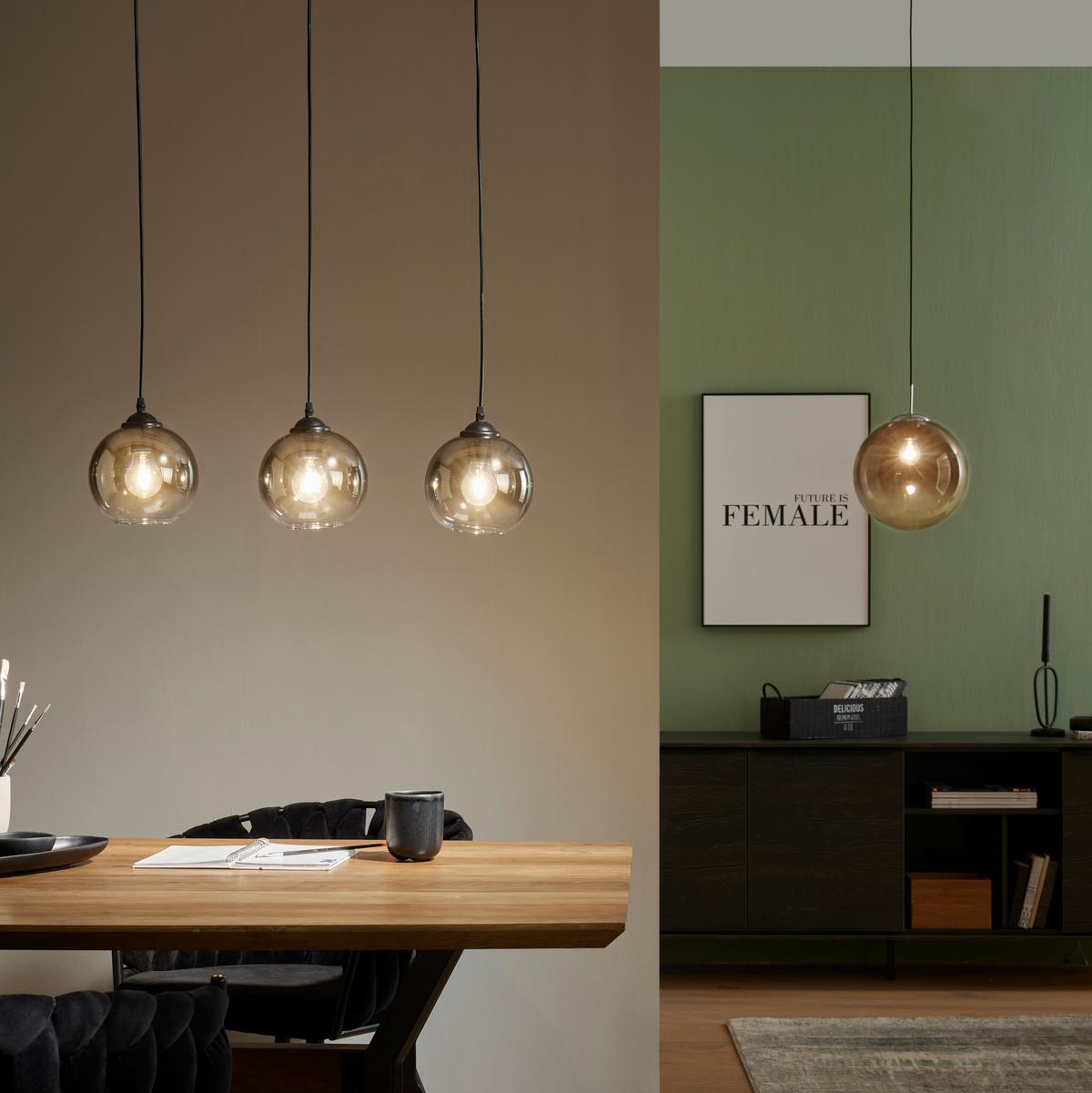 Závěsné svítidlo Giova, bez 3x E27 max. 40W - černá/barvy chromu, Moderní, kov/sklo (78/18/120cm) - Premium Living
