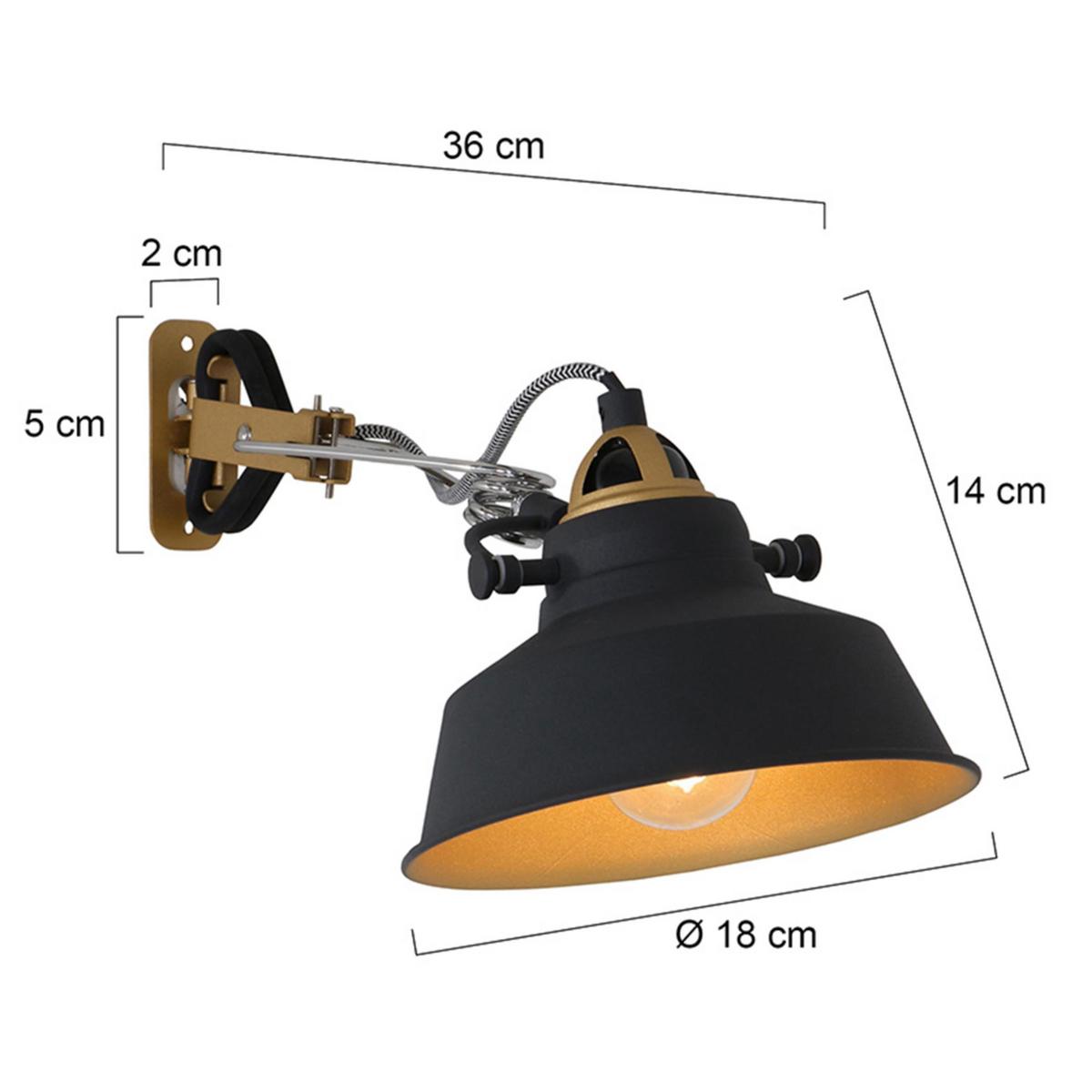 Wandleuchte Nové - Schwarz, Trend, Metall (36/14/18cm)