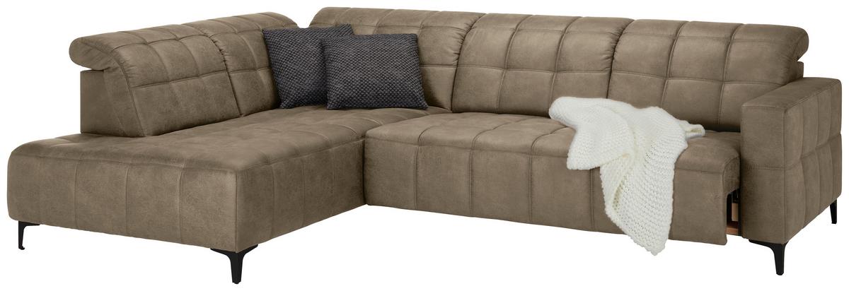 Rohová sedačka PANAMA, levá, šedohnědá - černá/šedohnědá, Konvenční, kov/textil (216/304cm) - Premium Living