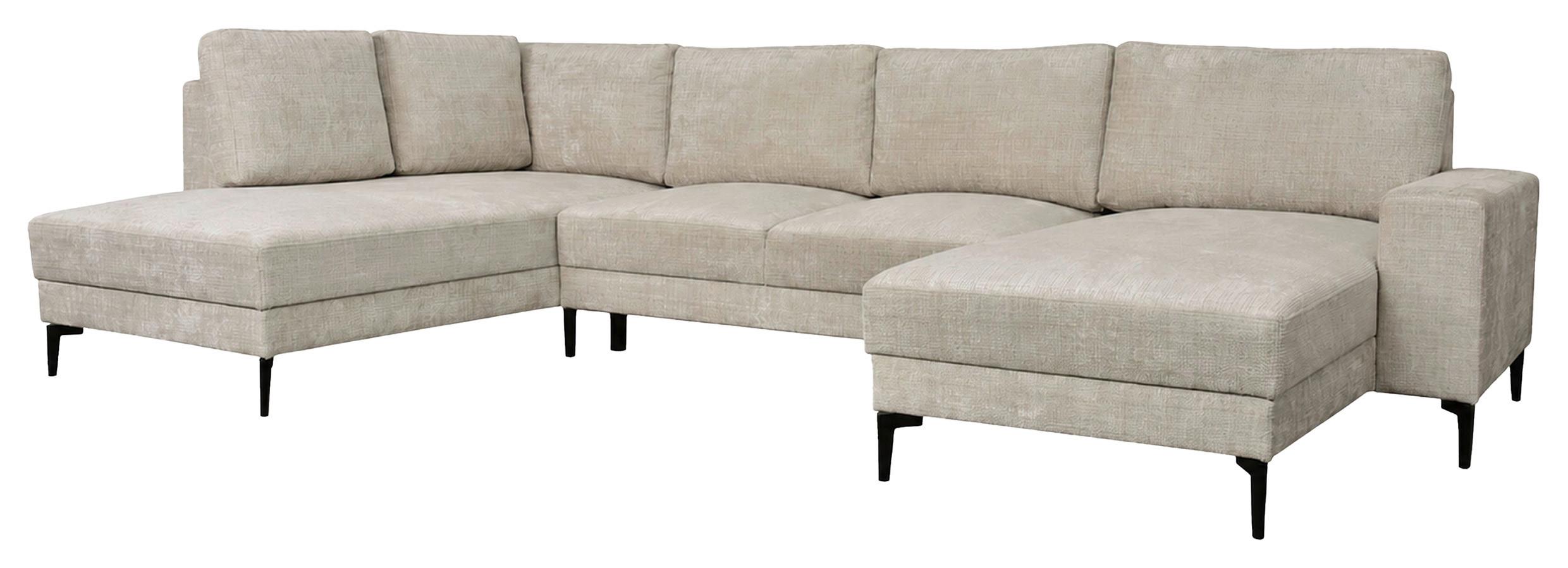 Wohnlandschaft Arizona mit Schlaffunktion, Webstoff beige - Beige/Schwarz, KONVENTIONELL, Textil (196/339/165cm)