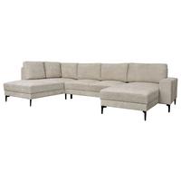 Wohnlandschaft Arizona mit Schlaffunktion, Webstoff beige - Beige/Schwarz, KONVENTIONELL, Textil (196/339/165cm)