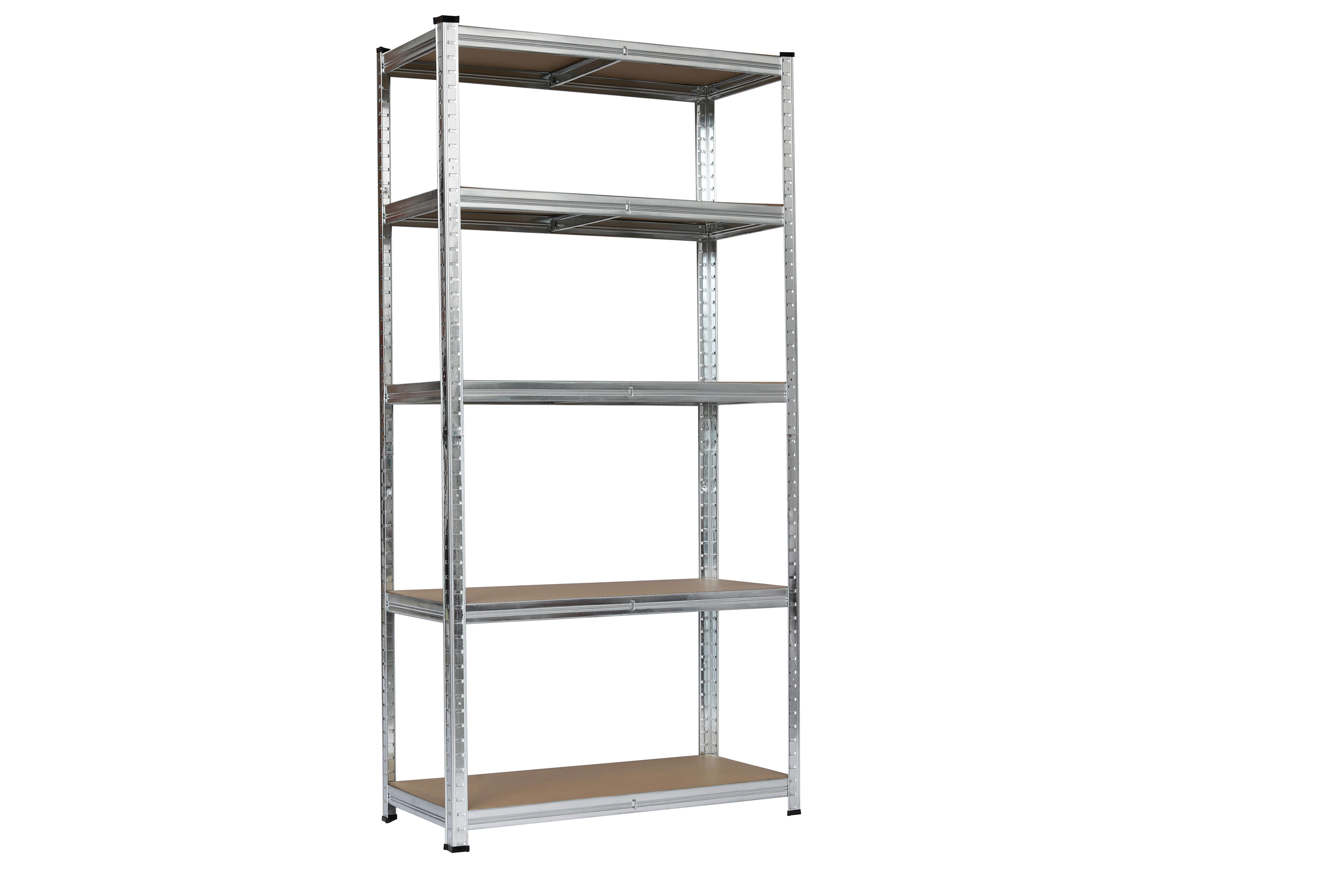 Schwerlastregal Paul 2-teiliges Set - Silberfarben/Naturfarben, Trend, Holzwerkstoff/Metall (90/40/180cm) - Homezone