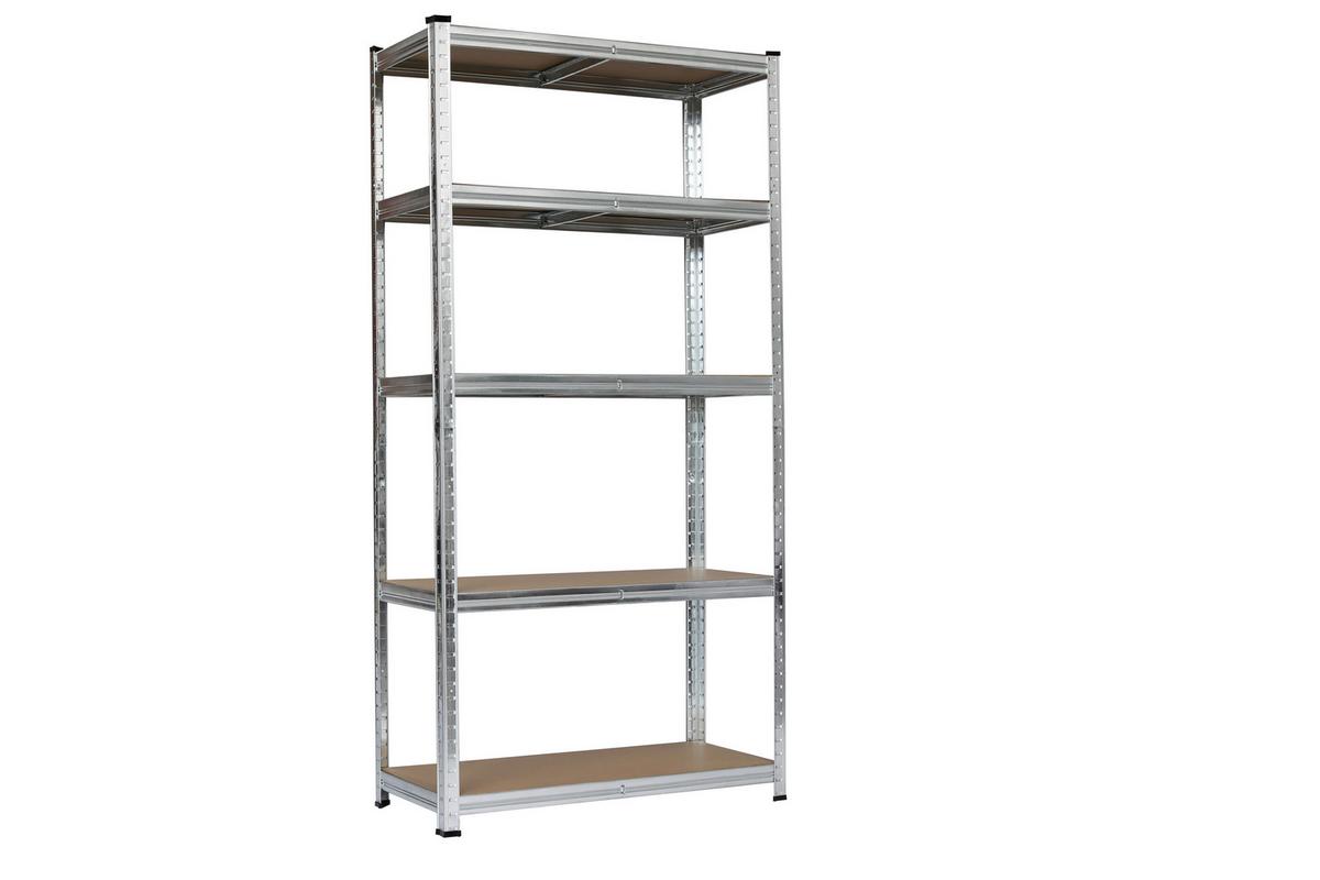 Schwerlastregal Paul 2-Teiliges Set - Silberfarben/Naturfarben, Trend, Holzwerkstoff/Metall (90/40/180cm) - Homezone