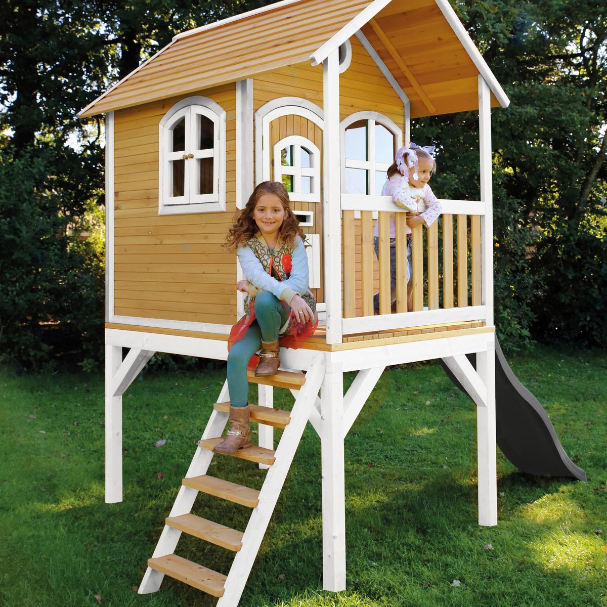 Spielhaus A030.037.81 - Hellgrün/Braun, KONVENTIONELL, Holz (318/272/191cm) - Ambia Garden
