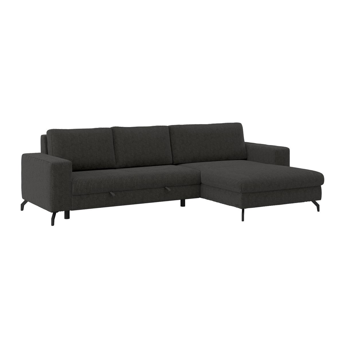 Ecksofa mit Bettkasten Cloud Grau Cord 290x178 cm - Grau, Trend, Textil (290/178cm)