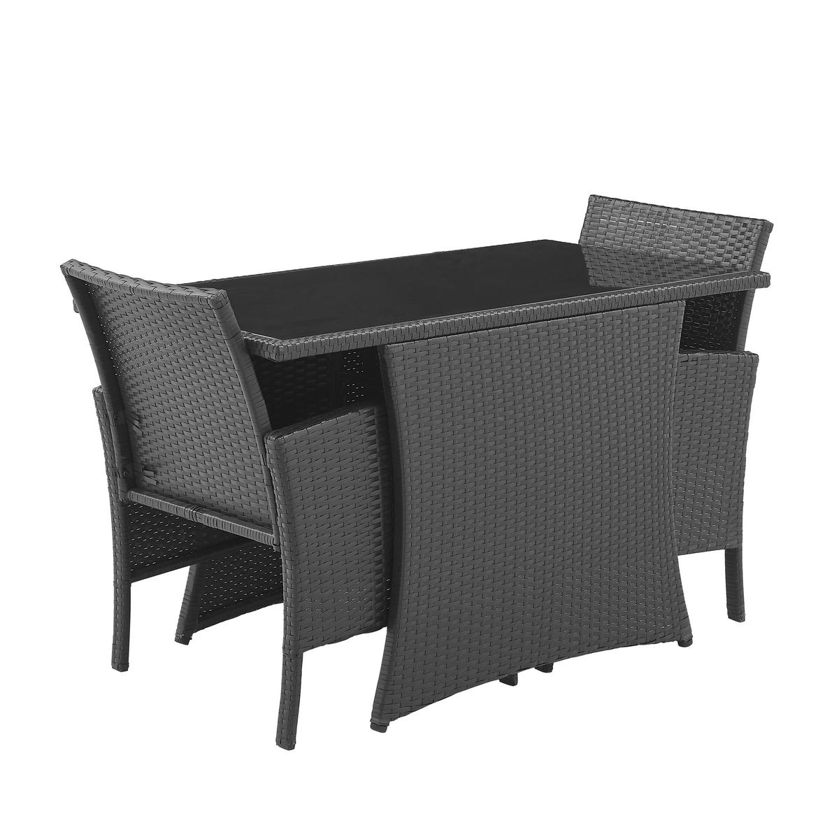 GARTENTISCHGRUPPE Schwarz 5-teilig - Schwarz, Design, Glas/Kunststoff - MID.YOU