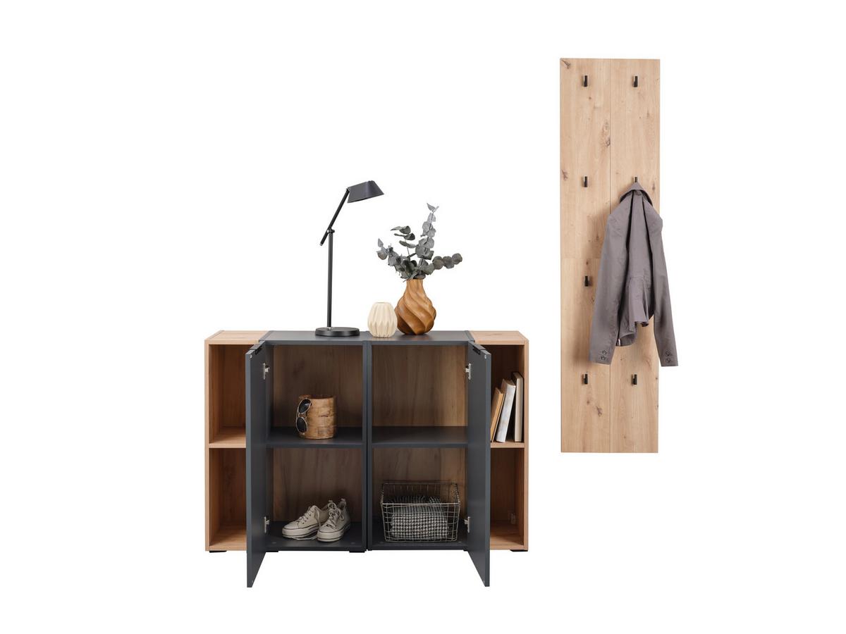 Garderobe Ciao Anthrazit/Eiche Dekor 3--Teilig - Anthrazit/Eiche Artisan, MODERN, Holzwerkstoff (80/181/37,9cm)