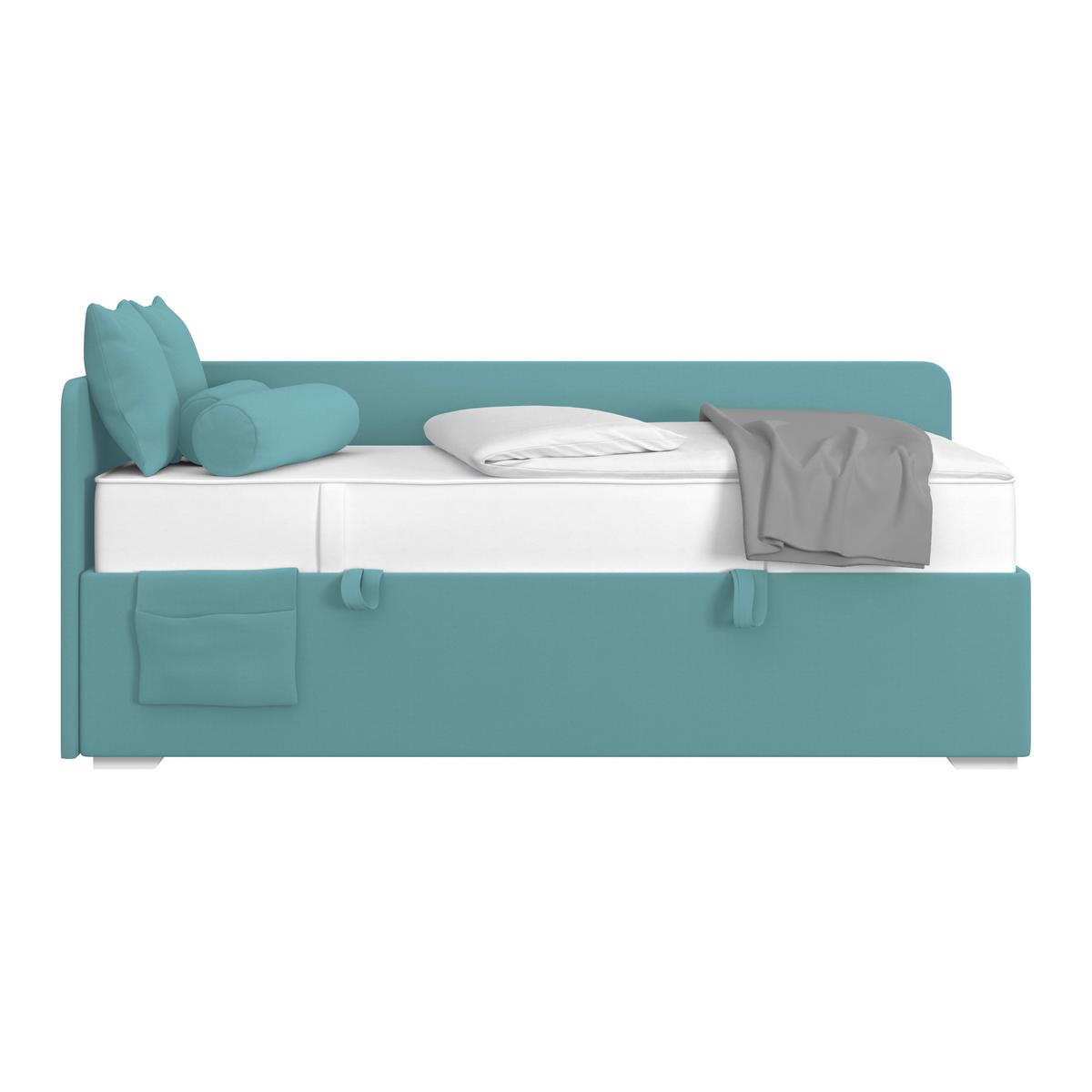 Polsterbett Remi - Türkis/Chromfarben, MODERN, Holz/Textil (90/200cm)