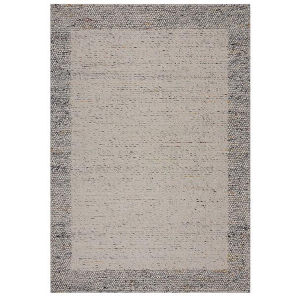 Handwebteppich Bbobble Wool Border - Schwarz/Weiß, Trend, Textil (160/230cm)