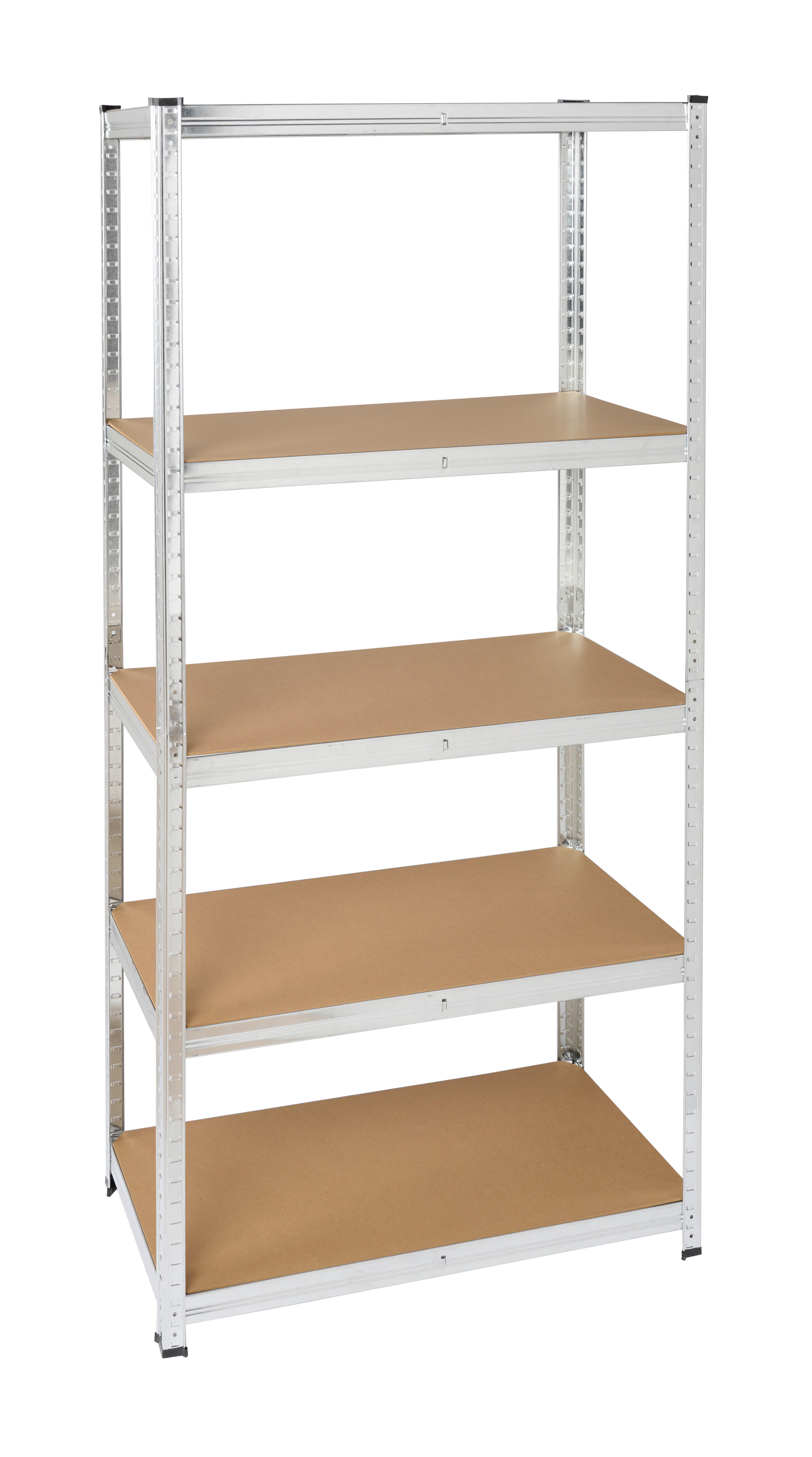Regál na těžké náklady JOHANNES - barvy stříbra/hnědá, Konvenční, kov/kompozitní dřevo (90/40/180cm) - Mömax