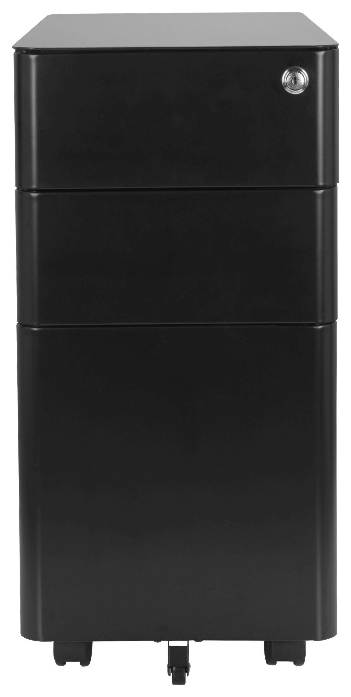 Rollcontainer Color I Schwarz - Schwarz, MODERN, Kunststoff/Metall (30/59/50cm) - MID.YOU