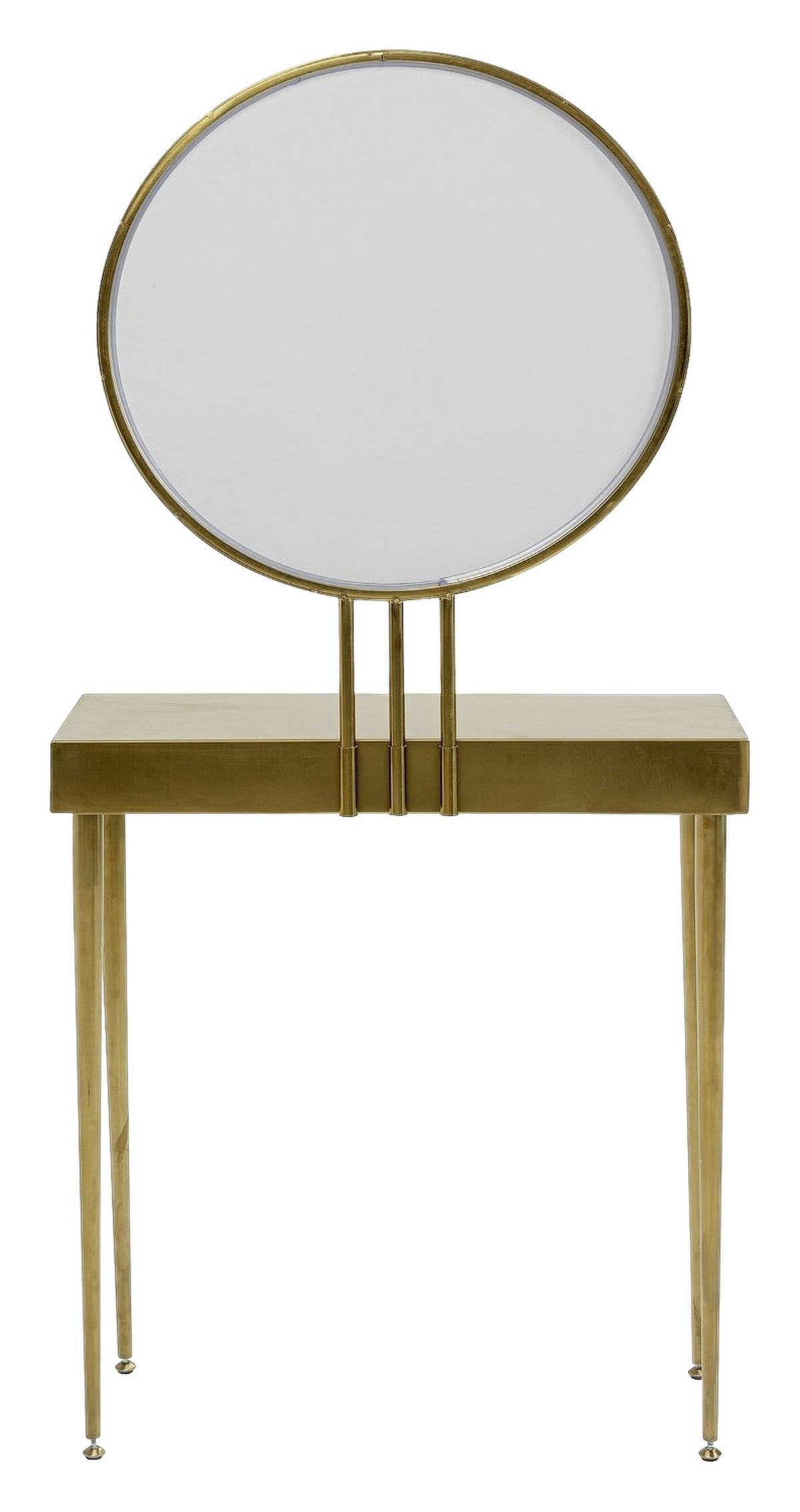 Schminktisch Curve -Trend- - Messingfarben/Goldfarben, Trend, Glas/Metall (70/32/153cm) - Kare-Design