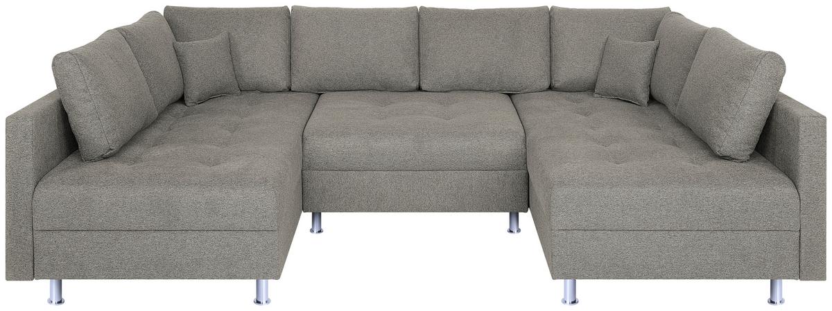 Wohnlandschaft Sofia - Taupe/Chromfarben, Design, Holzwerkstoff/Textil (192/308/192cm) - P & B