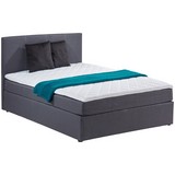 Boxbett mit Topper 120x200cm Carolina, Grau - Schwarz/Grau, KONVENTIONELL, Holz/Textil (120/200cm)
