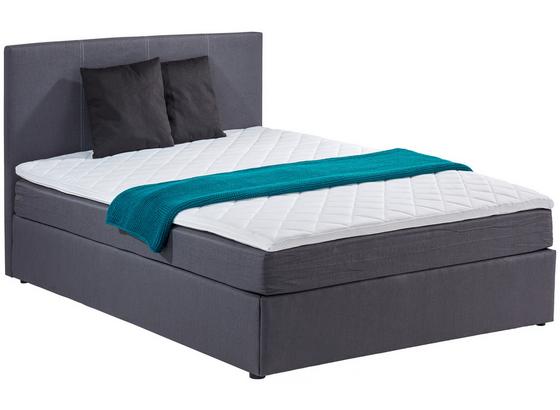 Boxbett mit Topper 140x200cm Carolina, Grau - Schwarz/Grau, KONVENTIONELL, Textil (140/200cm) Boxbett mit Topper 140x200cm Carolina, Grau - Schwarz/Grau, KONVENTIONELL, Textil (140/200cm)