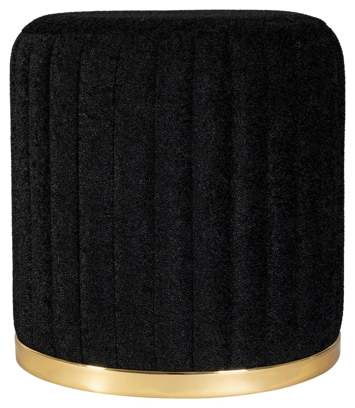 Hocker Doric 135 Schwarz/Goldfarben D: 43 cm - Goldfarben/Schwarz, Design, Textil (43/46cm) - Kayoom