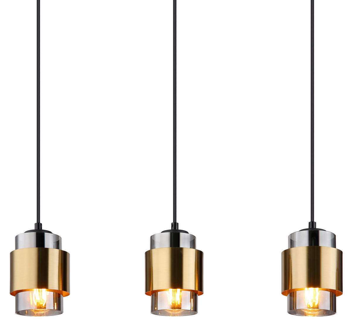 Hängeleuchte 15560-5h Milley - Messingfarben/Schwarz, Design, Glas/Metall (105/10/150cm) - Globo