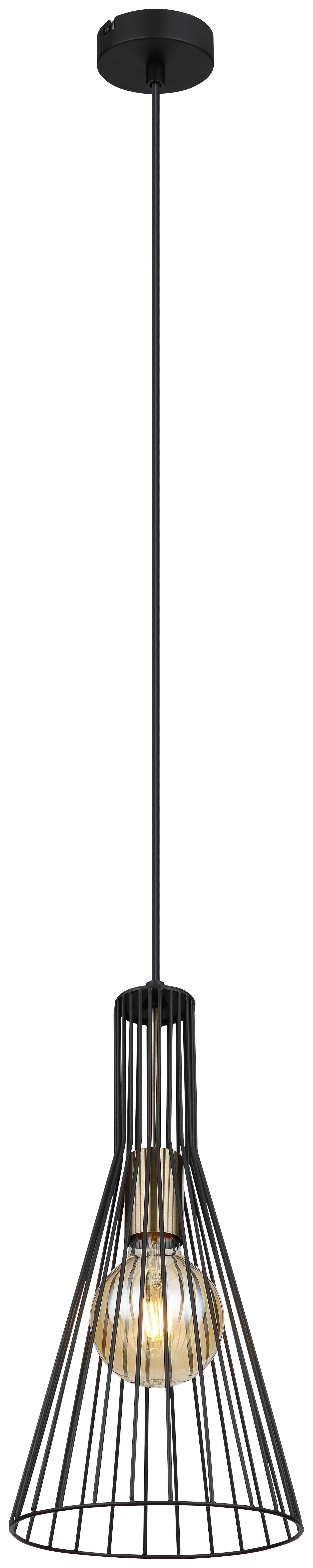 Hängeleuchte Milli H: 120 Cm 1-Flammig Gitterschirm Design - Schwarz, Basics, Metall (20/120cm) - Globo