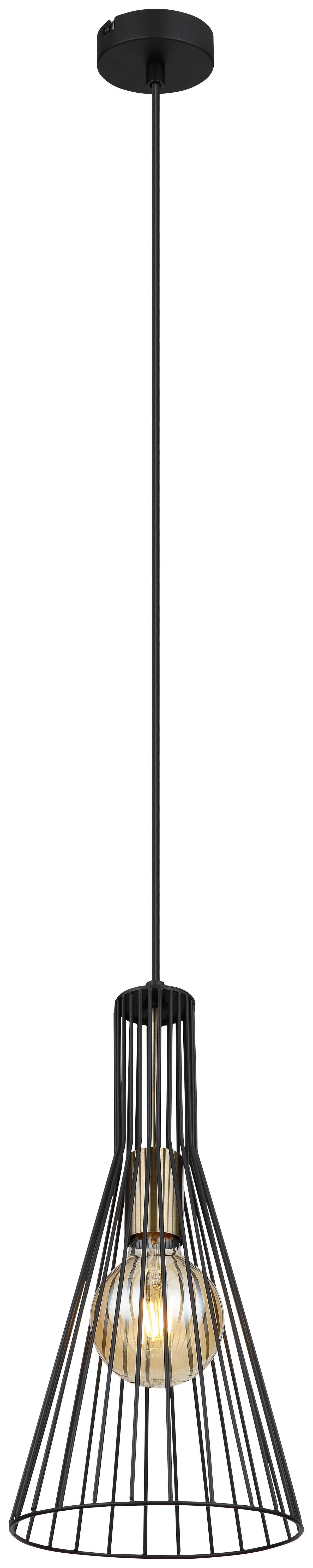 Hängeleuchte Milli H: 120 Cm 1-Flammig Gitterschirm Design - Schwarz, Basics, Metall (20/120cm) - Globo