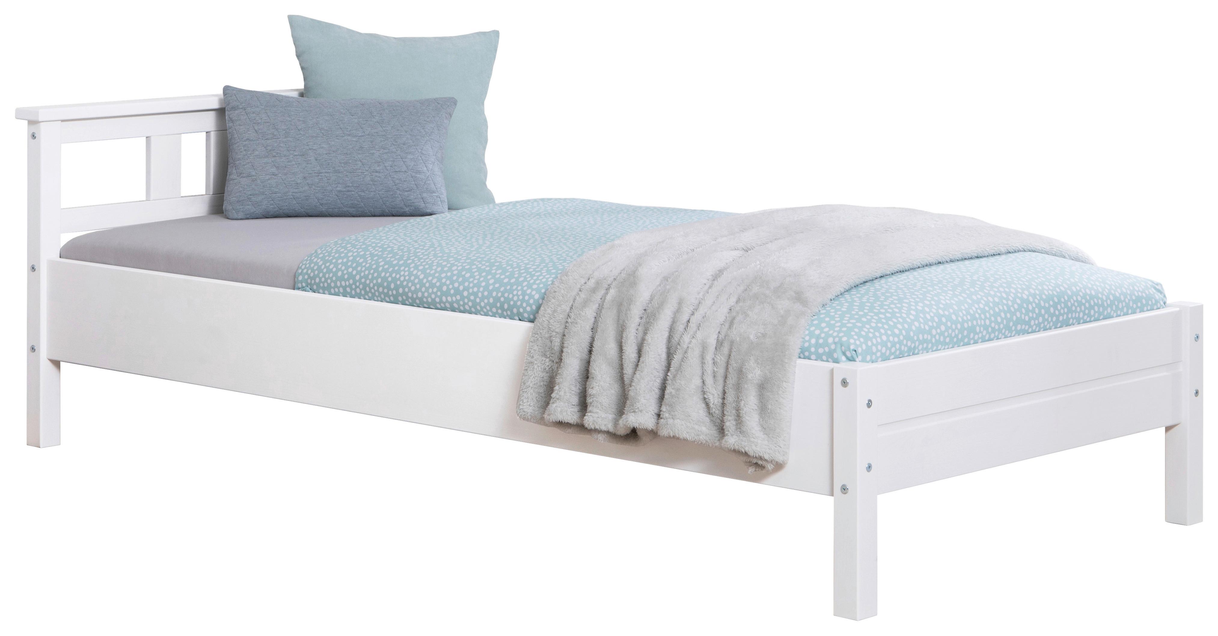 Bett Echtholz Massiv 90x200 Merci, Kiefer Weiß