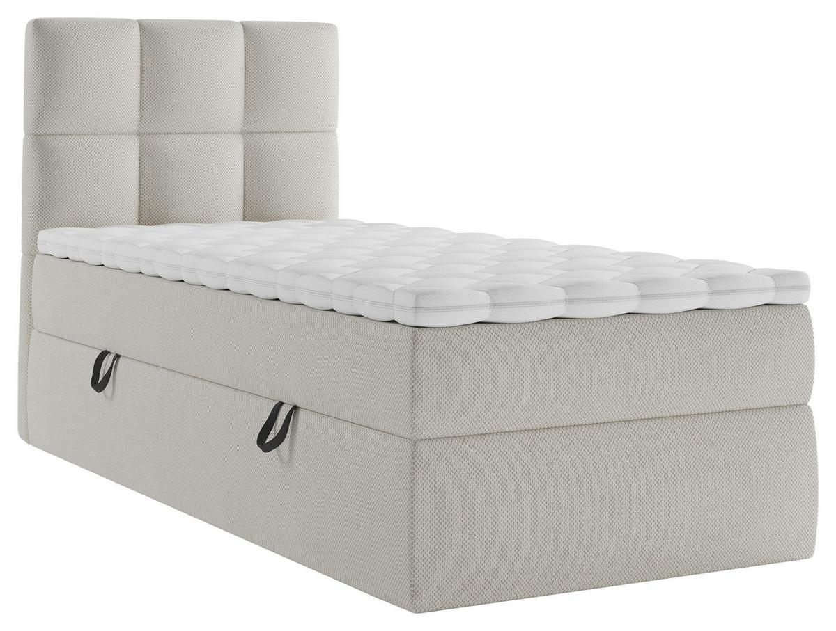 Boxbett mit Topper & Bettkasten 90x200 Polly - Creme/Schwarz, MODERN, Holz/Holzwerkstoff (90/200cm) - MID.YOU