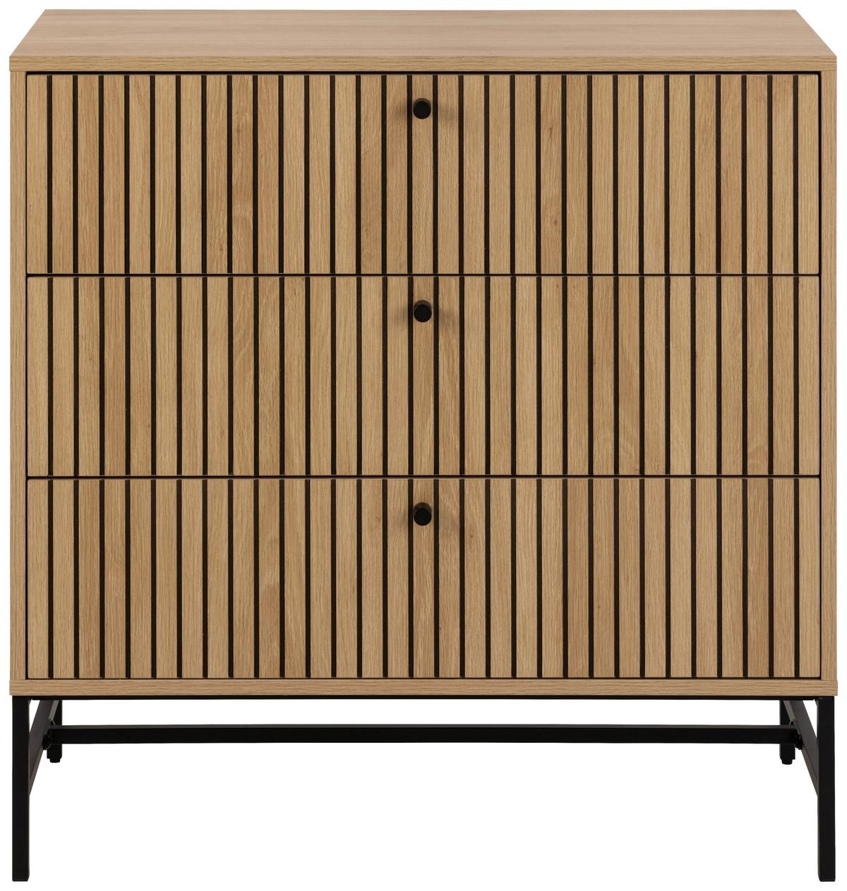 KOMODA ALBANY - černá/barvy dubu, Design, kov/dřevo (80,6/80,4/40cm)