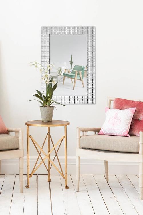 Wandspiegel Apollos 60x90 cm Metallrahmen Silberfarben - Silberfarben, Basics, Glas/Metall (60/90/4cm) - Kayoom