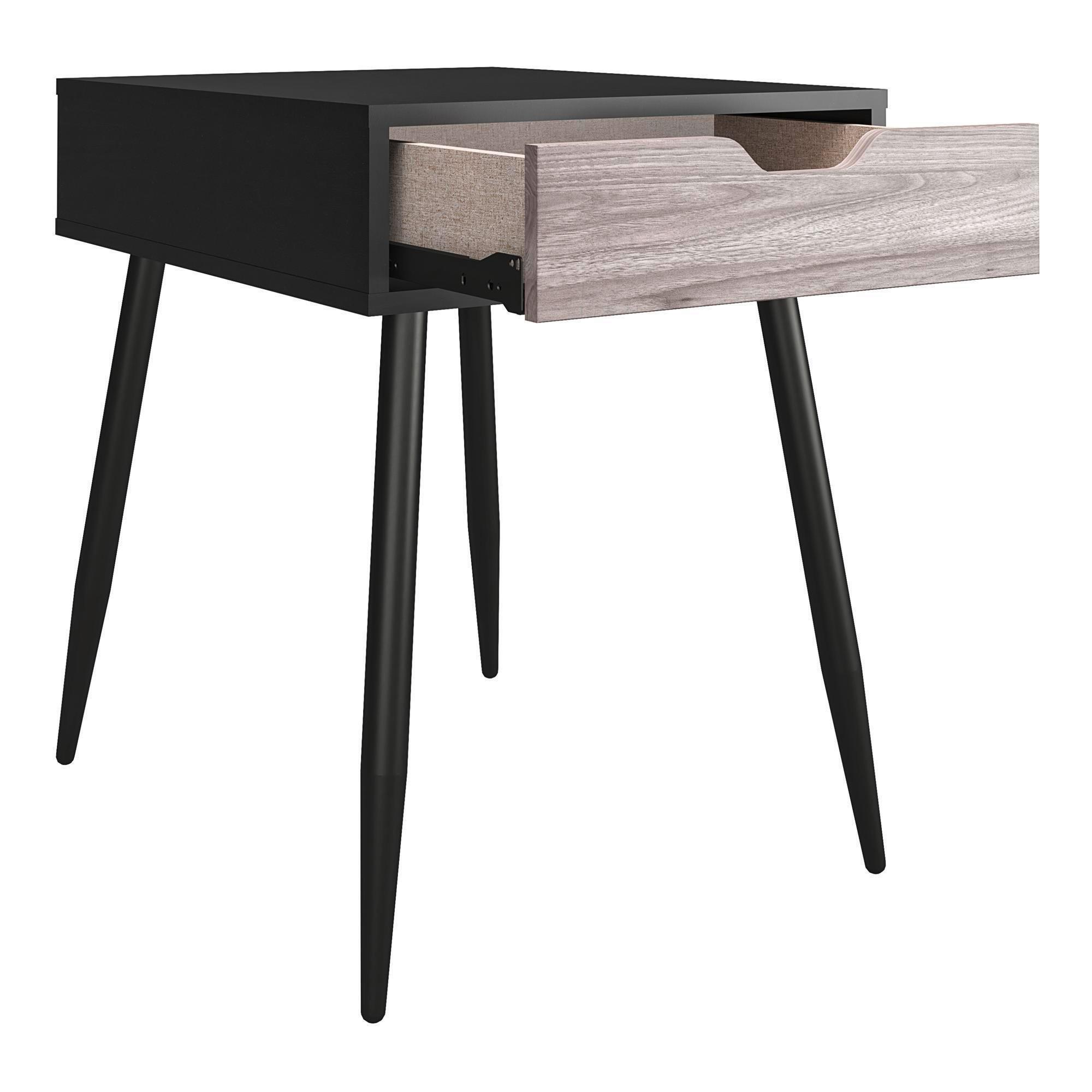 Beistelltisch Copley Schwrz/Eiche Dekor B: 46 cm - Eichefarben/Schwarz, Design, Holzwerkstoff (46/59/61cm) - MID.YOU