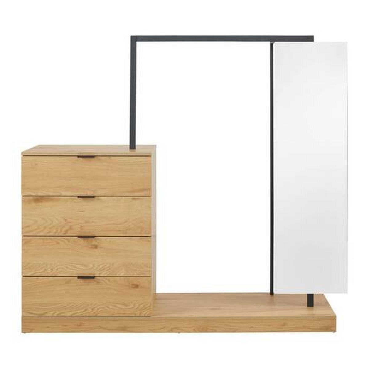 Predsieňový nábytok CONNOR farba dubu - čierna/farba duba, Modern, kov/drevo (145/130/40cm) - Bessagi Home