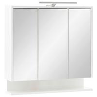 Spiegelschrank Flag mit Led 3 Türen, Weiß - Weiß Hochglanz/Weiß, MODERN, Glas/Holzwerkstoff (65/71,4/16cm) - MID.YOU