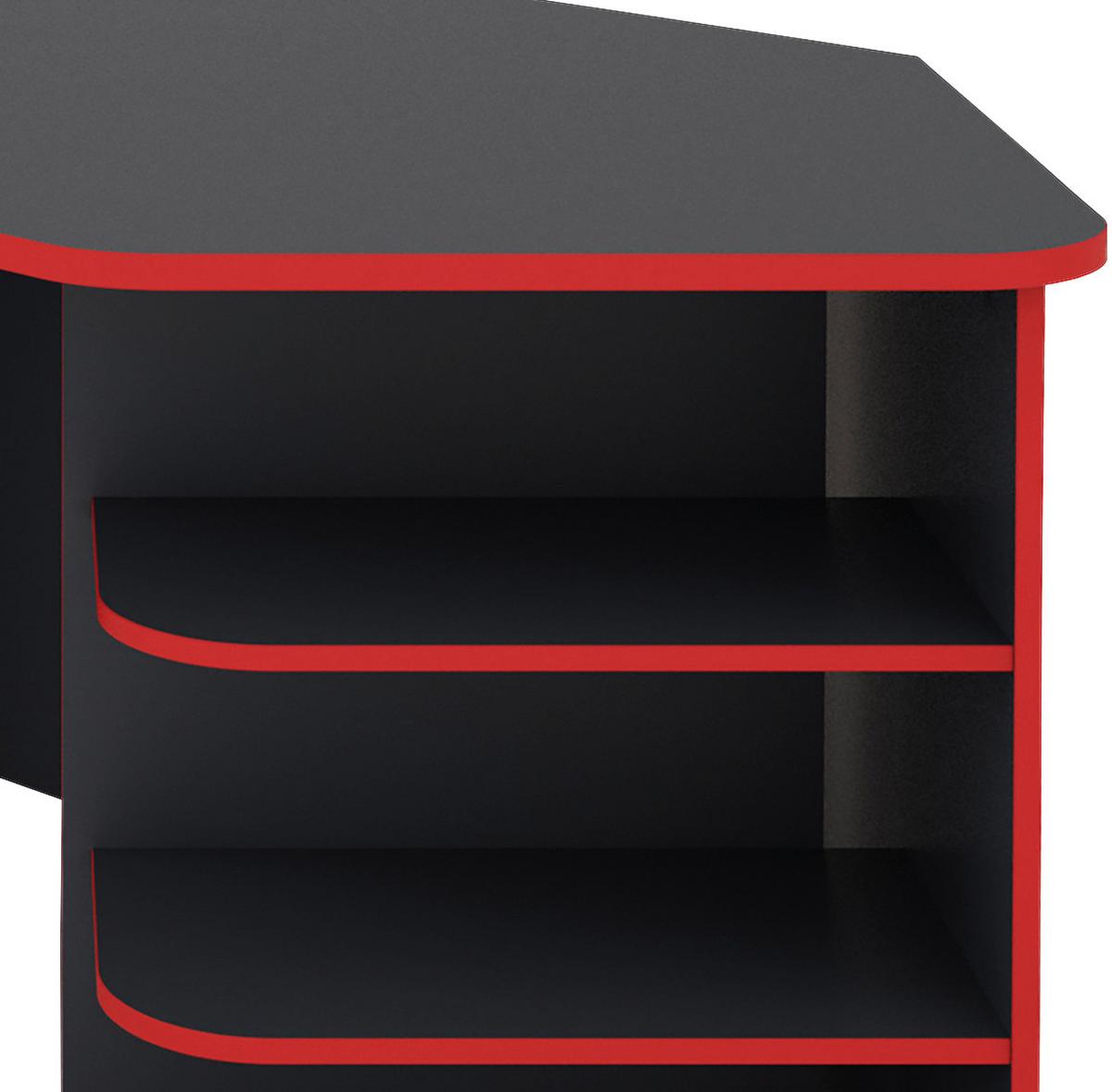 Eckschreibtisch Mit Stauraum B: 85 H: 76 Cm Thanatos - Anthrazit/Rot, MODERN, Holzwerkstoff (198,2/85/76cm) - MID.YOU