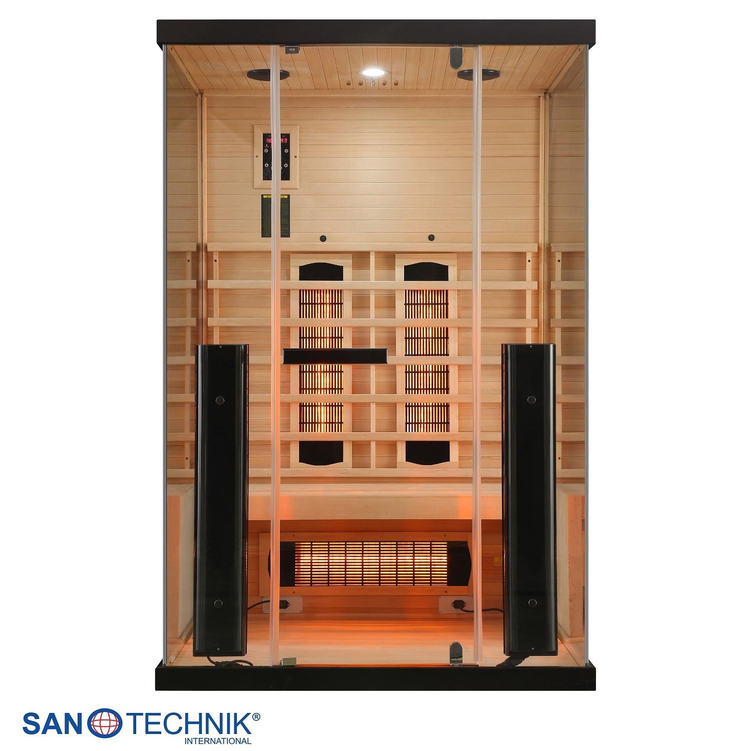 Infrarotkabine, für 2 Personen 5 Vollspektrumstrahler - Basics, Holz (125/190/100cm) - Sanotechnik