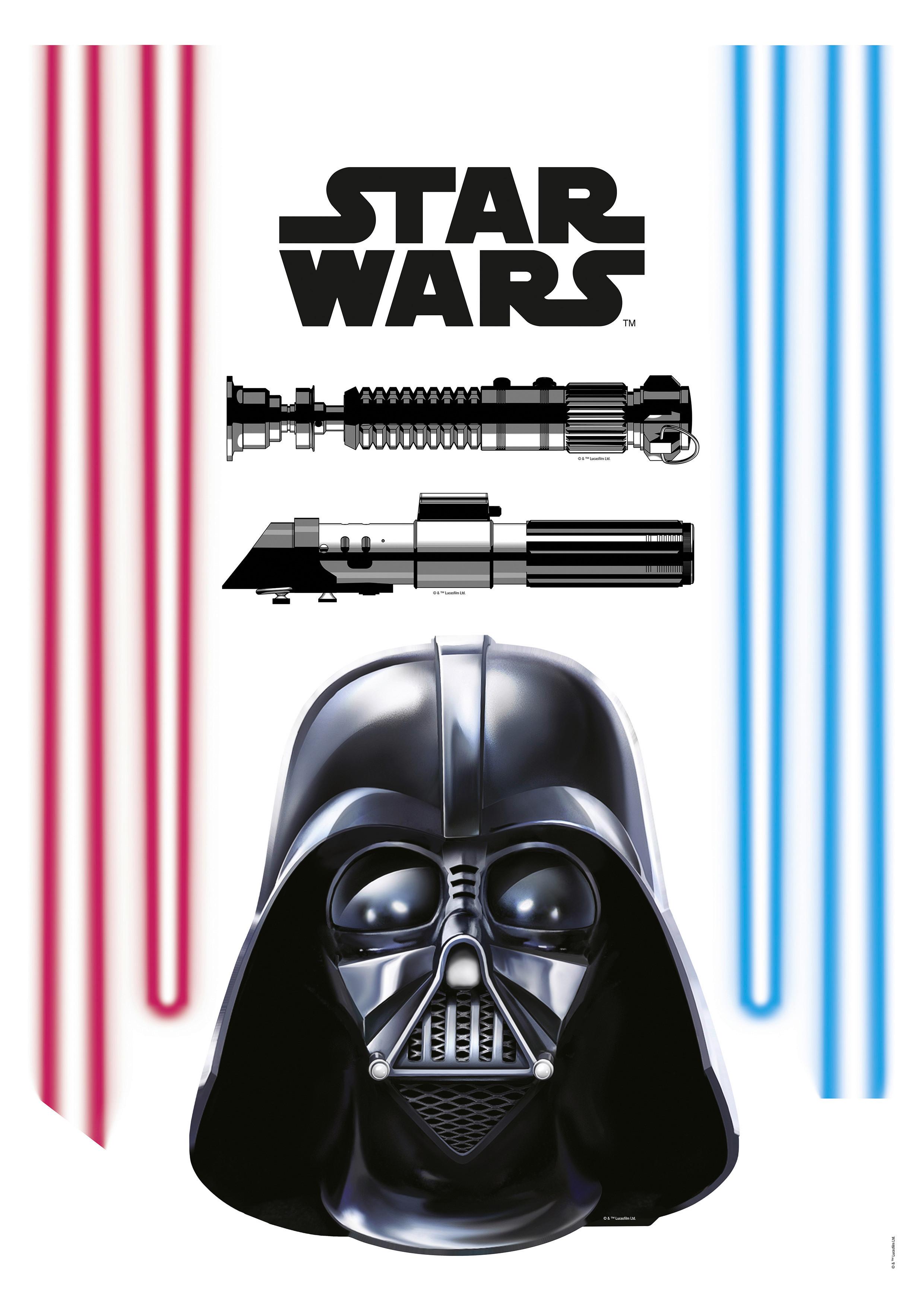 Wandtattoo Darth Vader - Blau/Rot, Basics, Kunststoff (50/70cm) - Komar