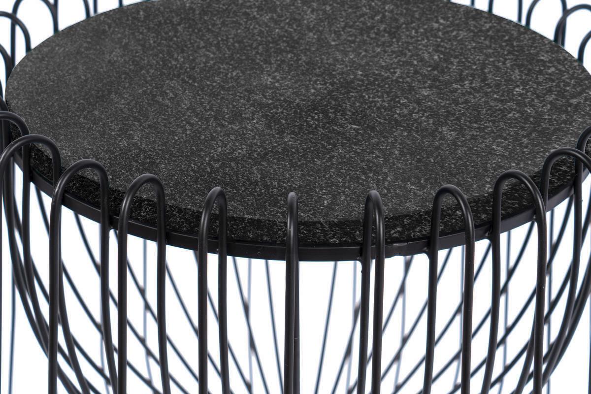 Beistelltisch Malibu Schwarz - Schwarz, Basics, Stein/Metall (50/50/51cm) - Kayoom