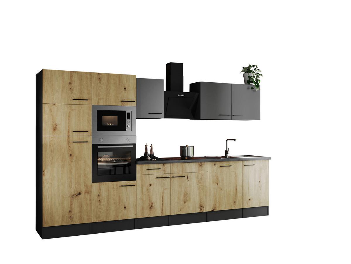 Küchenblock Oliver Artisan Dekor, Grau B: 340 cm - Eiche Artisan/Grau, Design, Holzwerkstoff (340cm) - Respekta
