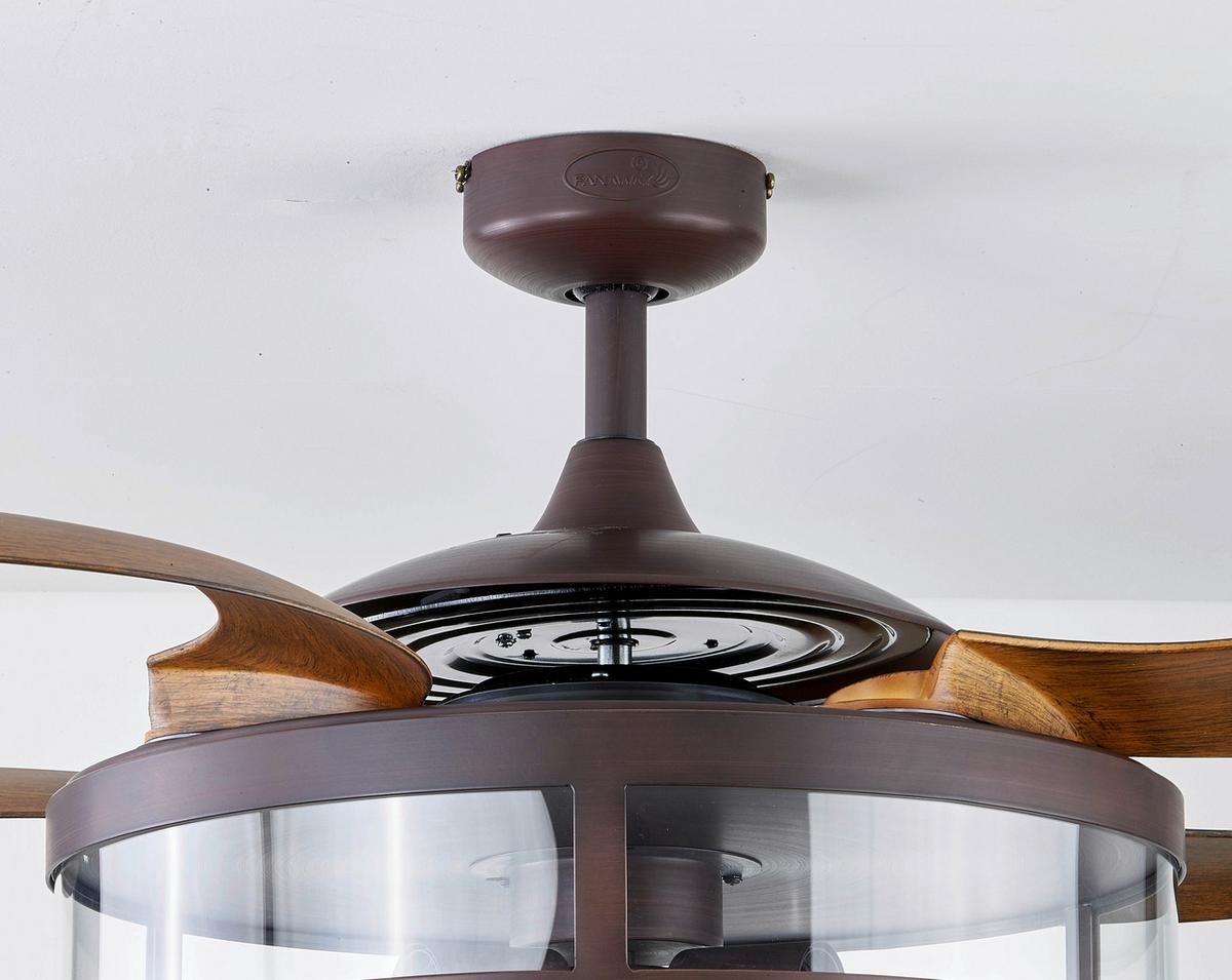 Deckenventilator Fanaway Bronzen 4 Flügel, Led-Leuchte - Walnussfarben/Bronzefarben, Basics, Kunststoff/Metall (122/41cm) - P & B