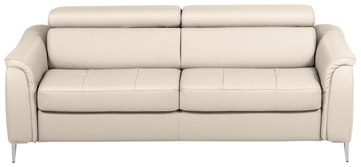 Schlafsofa Pafos Beige Lederlook, Rindsleder B: 203cm - Beige, Design, Leder/Textil (203/77-98/103cm) - MID.YOU