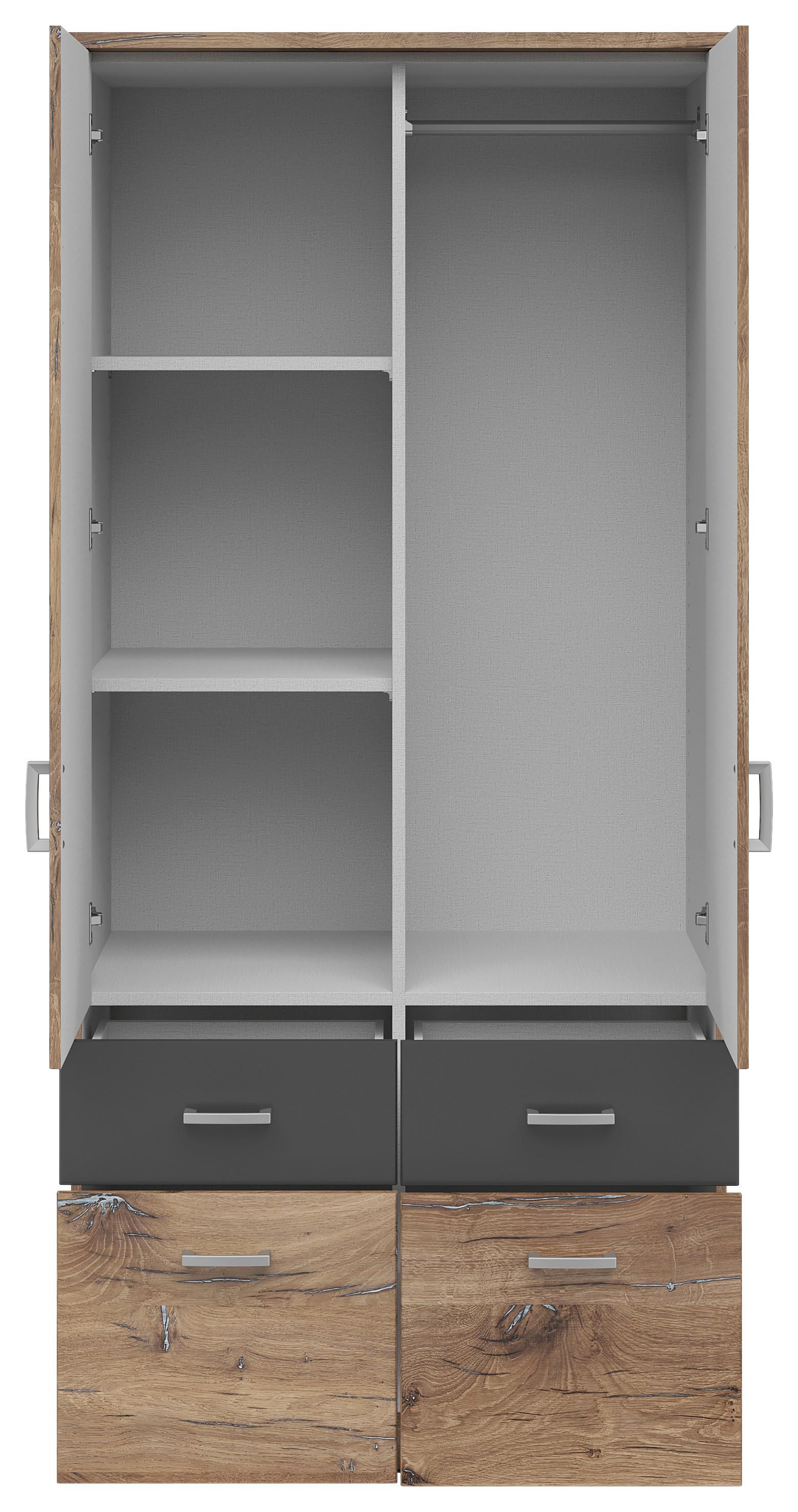 Drehtürenschrank 91 Cm Brando Eiche Dekor/graphitfarben - Eichefarben/Graphitfarben, KONVENTIONELL, Holzwerkstoff (91/199/58cm)