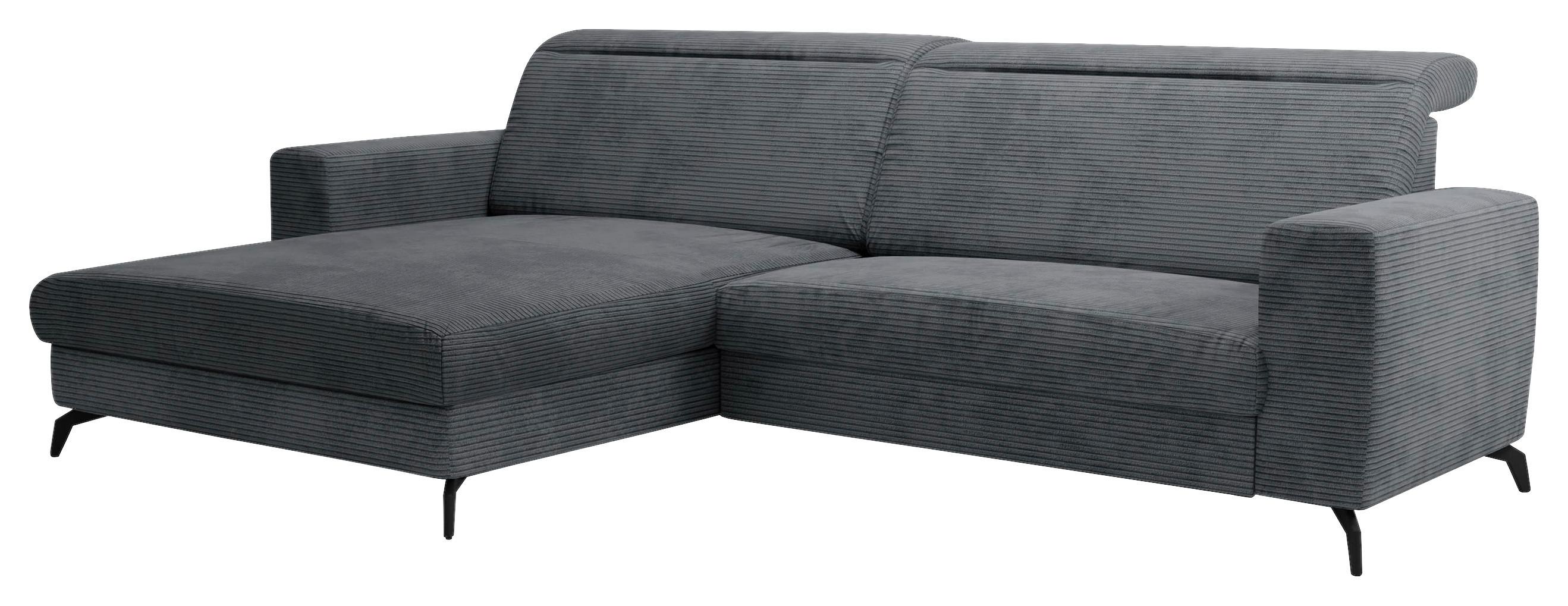 Ecksofa Bolero grau mit Kopfteilverstellung 178x290 cm - Schwarz/Grau, KONVENTIONELL, Textil (178/290cm) - Sit & More